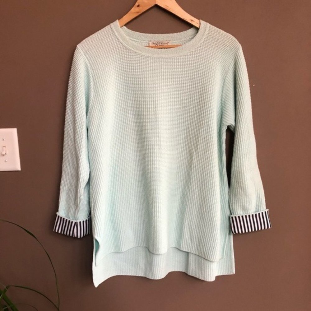 Margaret Winters Cuffed Mint Knit Sweater Small‎